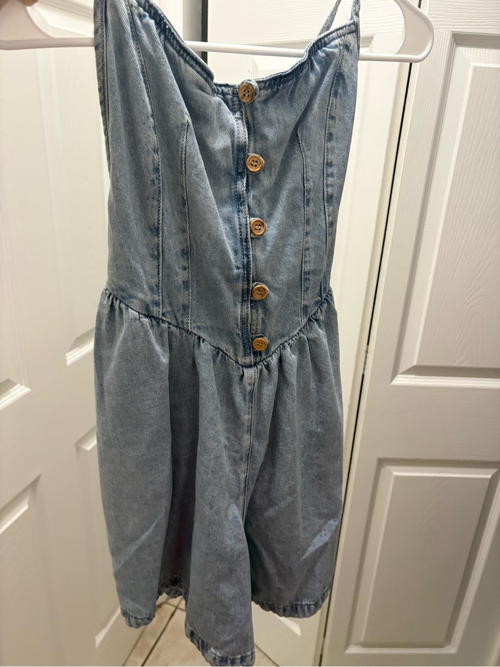 We The Free Light Blue Denim Button Romper - Picture 2 of 4